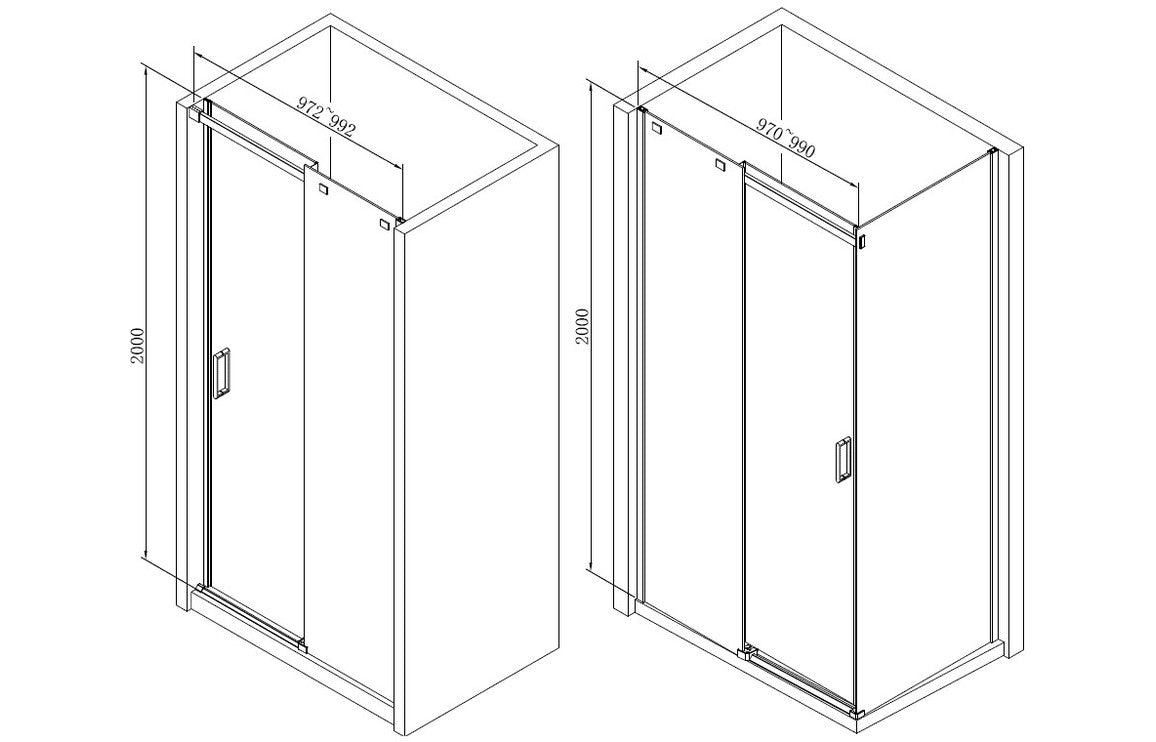 Derry Semi-Framed Sliding Door - Chrome