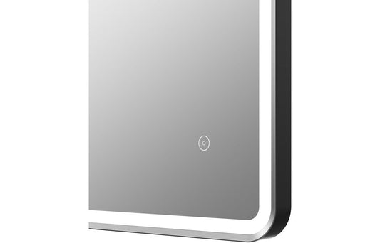 Chalk Rectangle Front-Lit LED Mirror - Matt Black - H 800 x W 600 x D 55mm