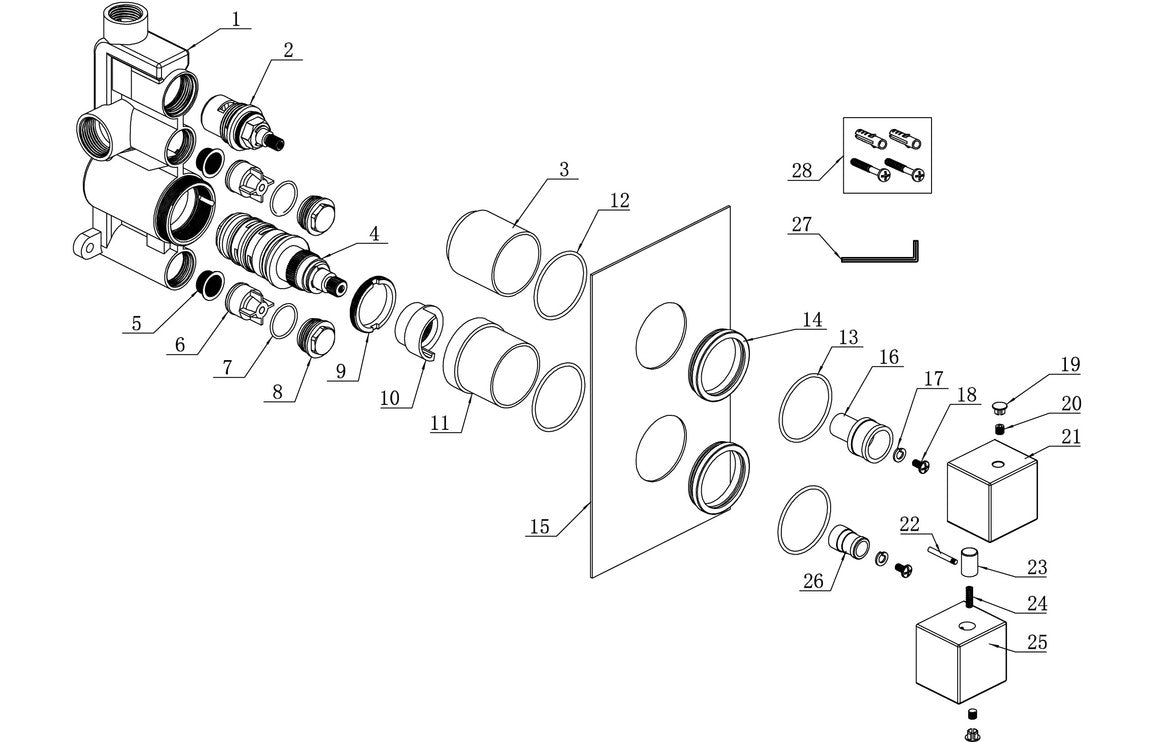 Annas Thermostatic Single Outlet Twin Shower Valve - Chrome