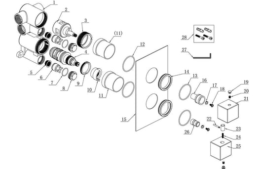Annas Thermostatic Two Outlet Twin Shower Valve - Brushed Brass