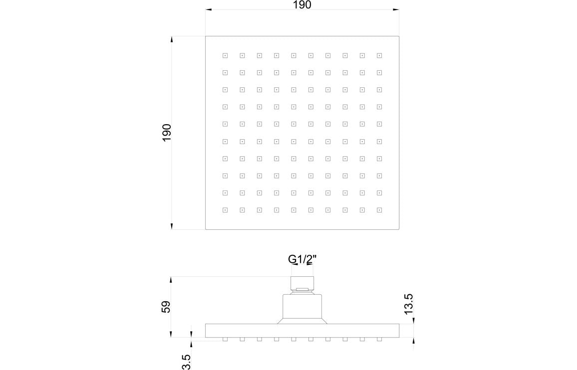 200mm Square Showerhead