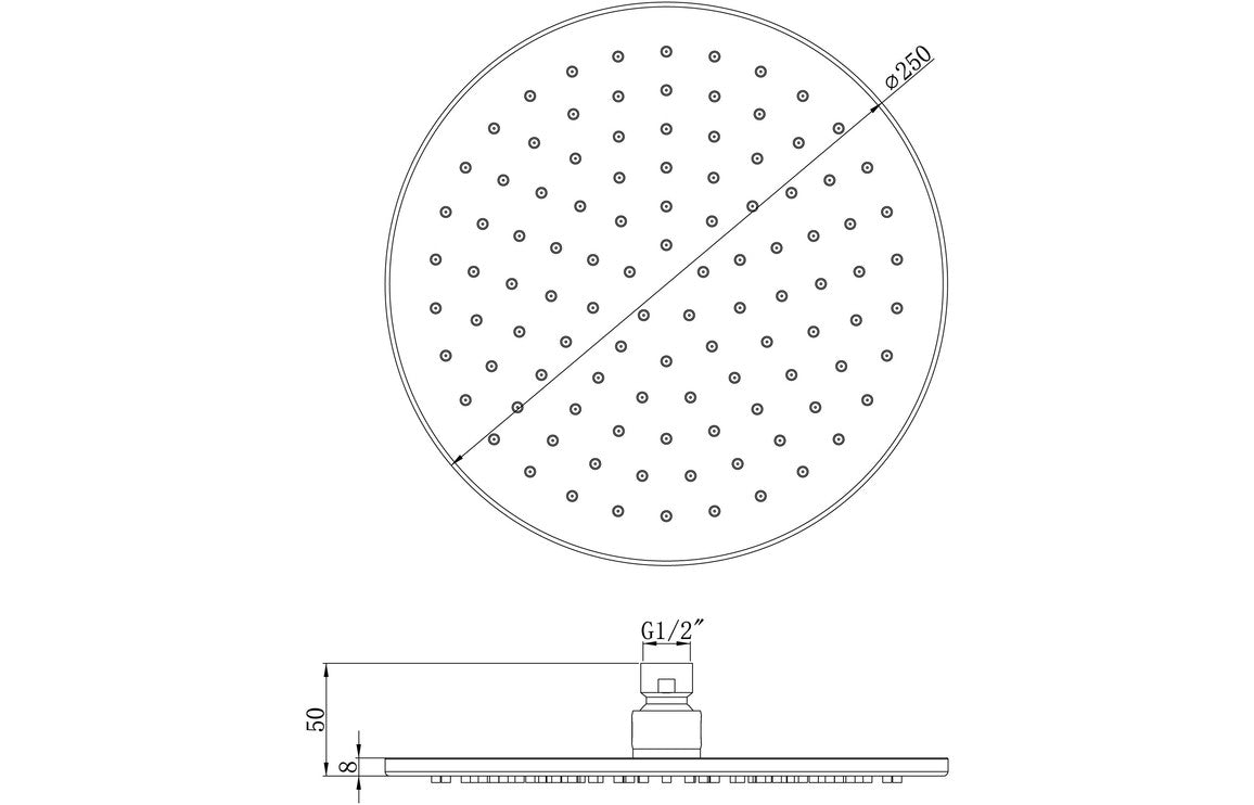 250mm Round Showerhead - Chrome