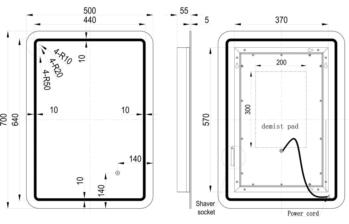 Bleng Rectangle Front-Lit LED Mirror