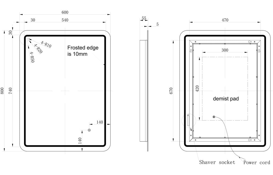 Bleng Rectangle Front-Lit LED Mirror