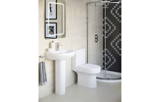 Amber Rimless Close Coupled Fully Shrouded WC & Soft Close Seat