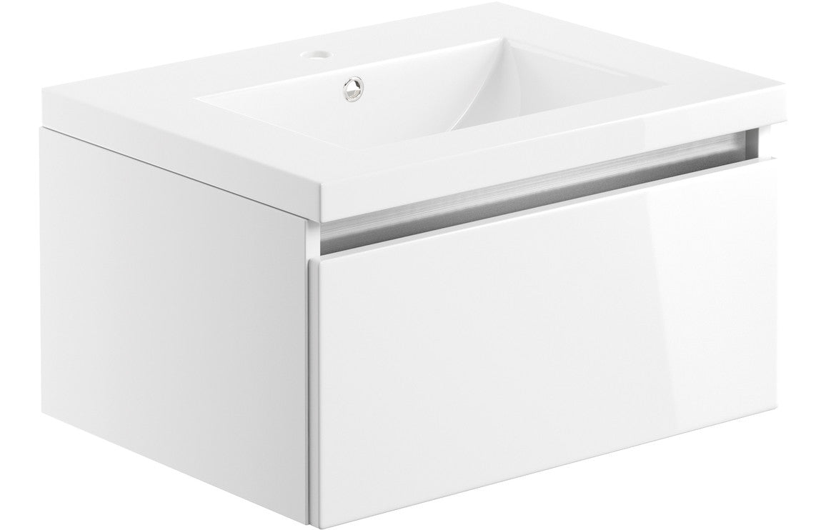 Teign 615mm 1 Drawer Wall Hung Basin Unit Inc. Basin