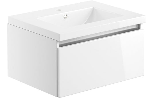 Teign 615mm 1 Drawer Wall Hung Basin Unit Inc. Basin