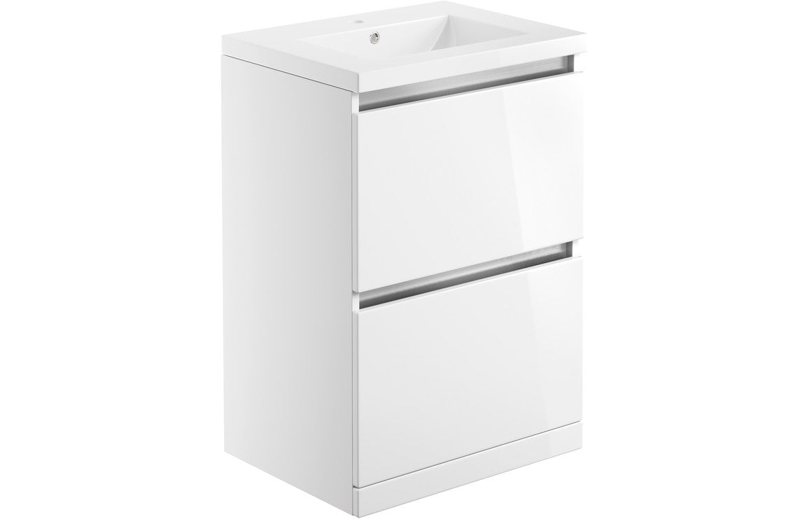 Teign 615mm 2 Drawer Floor Standing Basin Unit Inc. Basin