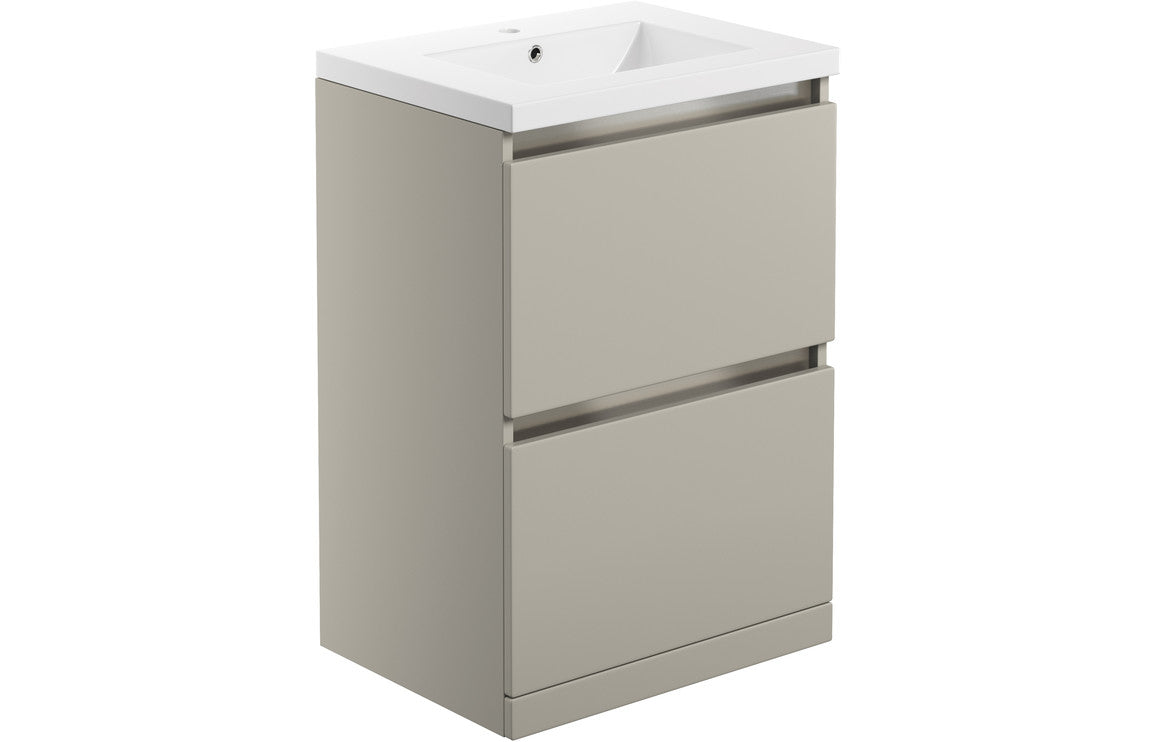 Teign 615mm 2 Drawer Floor Standing Basin Unit Inc. Basin
