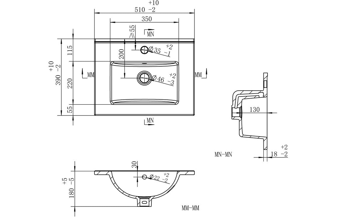 Greta Floor Standing 2 Door Basin Unit & Basin -H 848 x W 510 x D 390mm