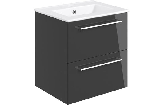 Greta Wall Hung 2 Drawer Basin Unit & Basin - H 518 x W 510 x D 390mm