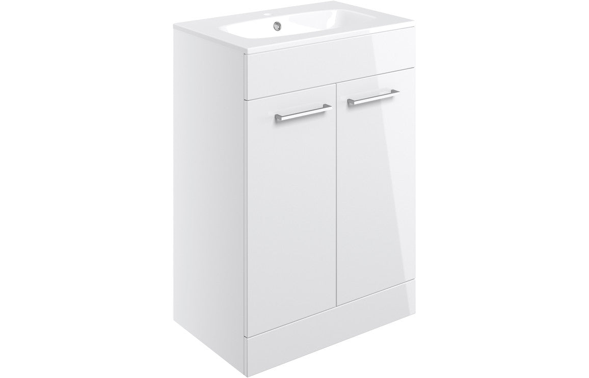 Greta Floor Standing 2 Door Basin Unit & Basin - H 848 x W 610 x D 460mm