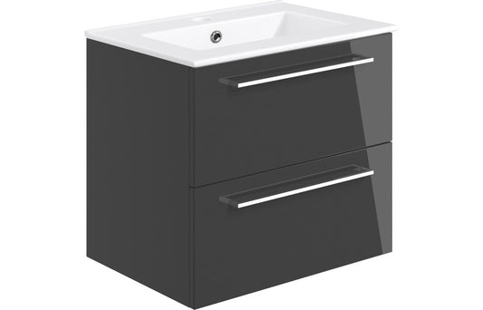 Greta Wall Hung 2 Drawer Basin Unit & Basin - H 518 x W 610 x D 460mm
