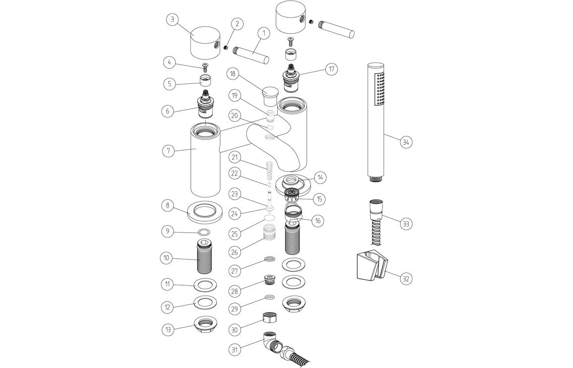 Medina Bath/Shower Mixer & Bracket - Chrome