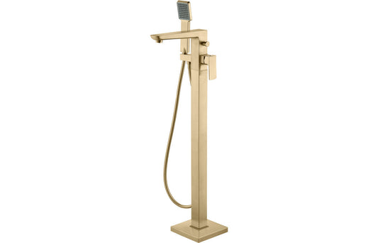 Isla Floor Standing Bath/Shower Mixer - Brushed Brass