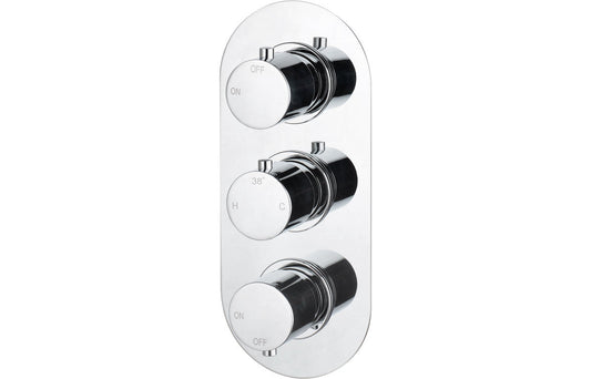 Calder Thermostatic Two Outlet Triple Shower Valve - Chrome