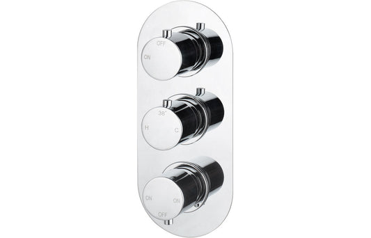 Calder Thermostatic Three Outlet Triple Shower Valve - Chrome