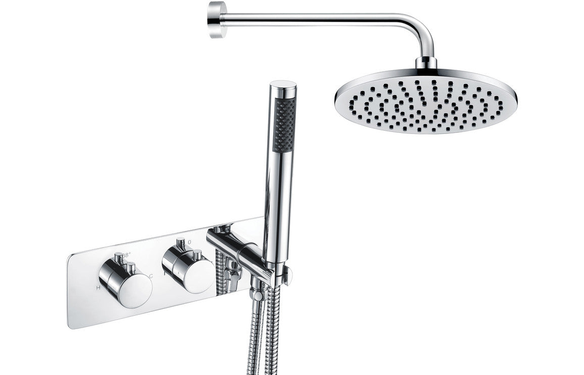 Lickle Shower Pack One - Two Outlet Twin Shower Valve w/Handset & ABS Overhead - Chrome