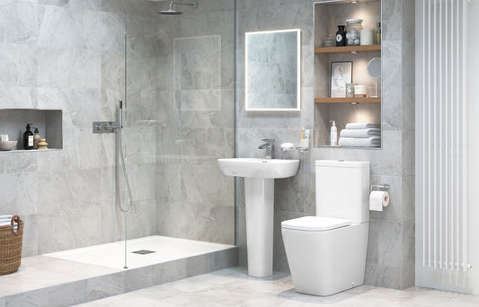 Calder Rimless Close Coupled Fully Shrouded Short Projection WC & Soft Close Seat