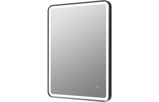 Chalk Rectangle Front-Lit LED Mirror - Matt Black - H 800 x W 600 x D 55mm