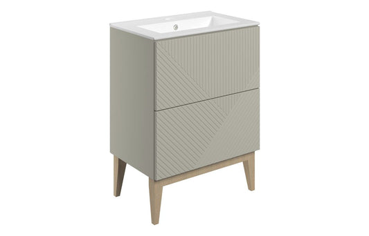 Fowey 615mm Floor Standing 2 Drawer Basin Unit & Basin