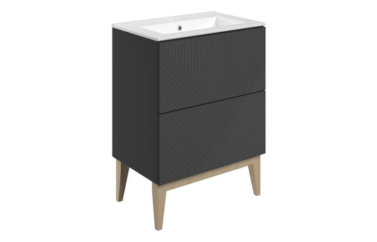 Fowey 615mm Floor Standing 2 Drawer Basin Unit & Basin