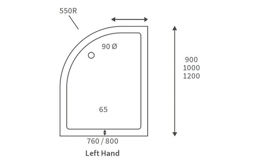 45mm Low Profile Offset Quadrant Tray & Waste