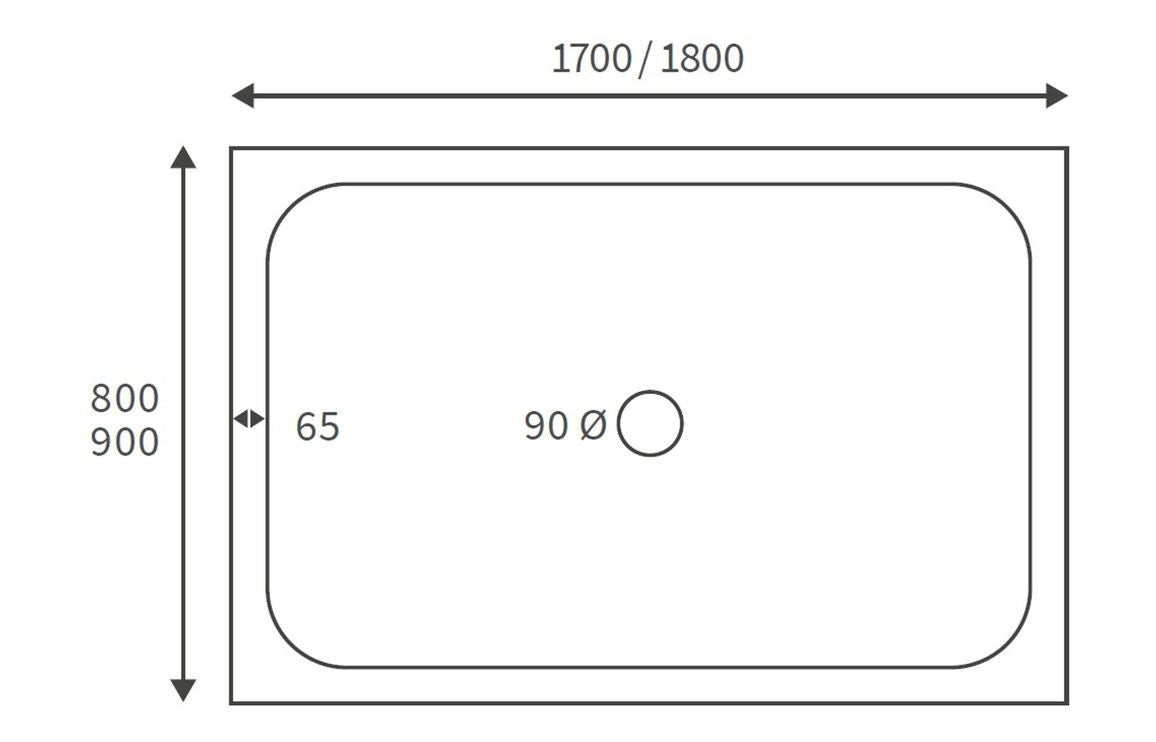 45mm Low Profile 1800x800mm Rectangular Tray & Waste