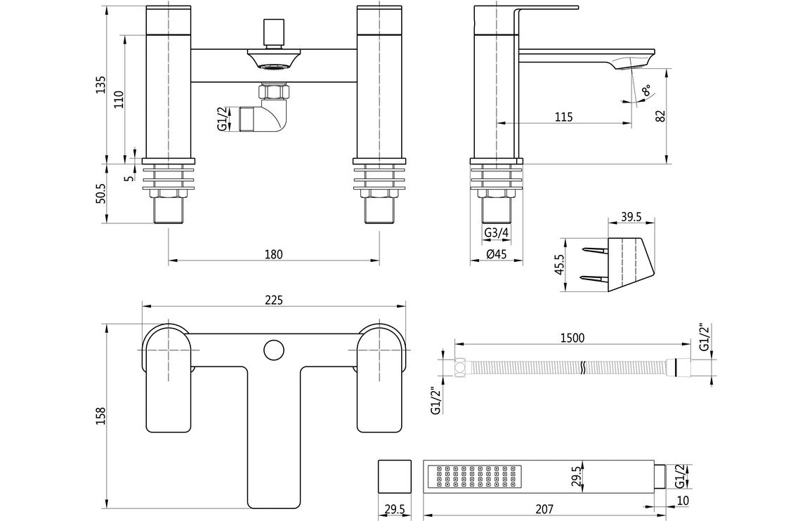 Dane Bath/Shower Mixer - Chrome