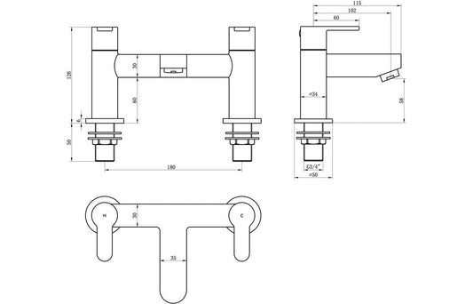 Conon Bath Filler - Chrome