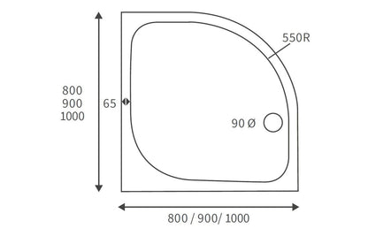 45mm Low Profile 900mm Quadrant Tray & Waste