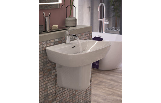 Afton 600x400mm 1TH Basin & Full Pedestal