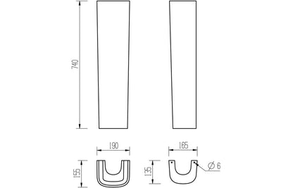Afton 600x400mm 1TH Basin & Full Pedestal