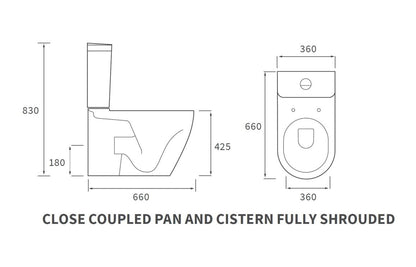 Avon Close Coupled Fully Shrouded WC & Soft Close Seat