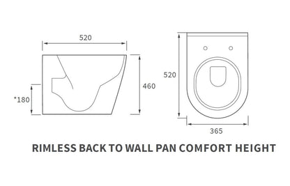 Avon Rimless Back To Wall Comfort Height WC & Soft Close Seat