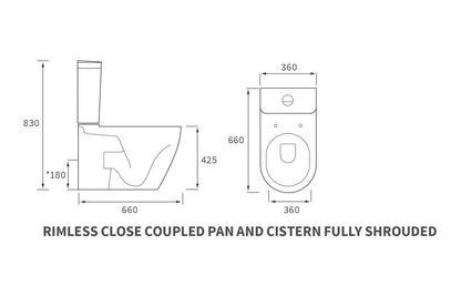 Avon Rimless Close Coupled Fully Shrouded WC & Soft Close Seat