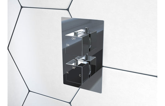Annas Thermostatic Single Outlet Twin Shower Valve - Chrome