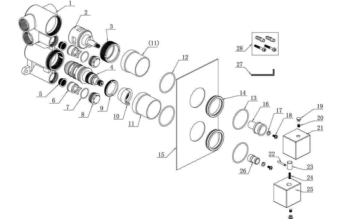 Annas Thermostatic Two Outlet Twin Shower Valve - Chrome