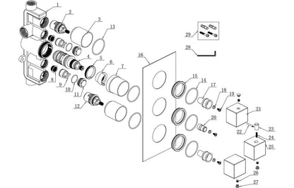 Annas Thermostatic Two Outlet Triple Shower Valve - Chrome