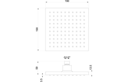 200mm Square Showerhead - Chrome