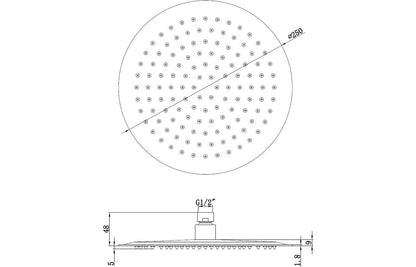 250mm Round Ultraslim Showerhead - St/Steel