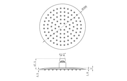 200mm Round Traditional Showerhead - Chrome