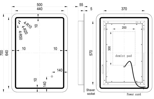 Bleng  Rectangle Front-Lit LED Mirror
