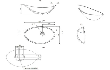 Allun Resin Washbowl - H 173 x W 564 x D 323mm