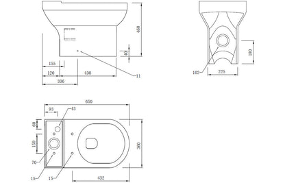 Amber Close Coupled Open Back Comfort Height WC & Soft Close Seat