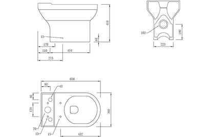 Amber Close Coupled Open Back WC & Soft Close Seat