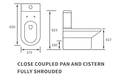 Amber Rimless Close Coupled Fully Shrouded WC & Soft Close Seat
