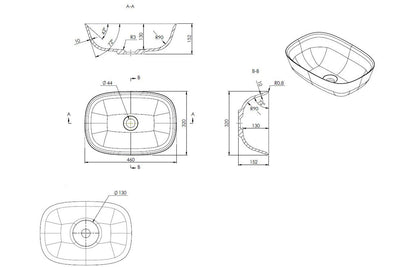 Anton Resin Washbowl - H 152 x W 460 x D 320mm