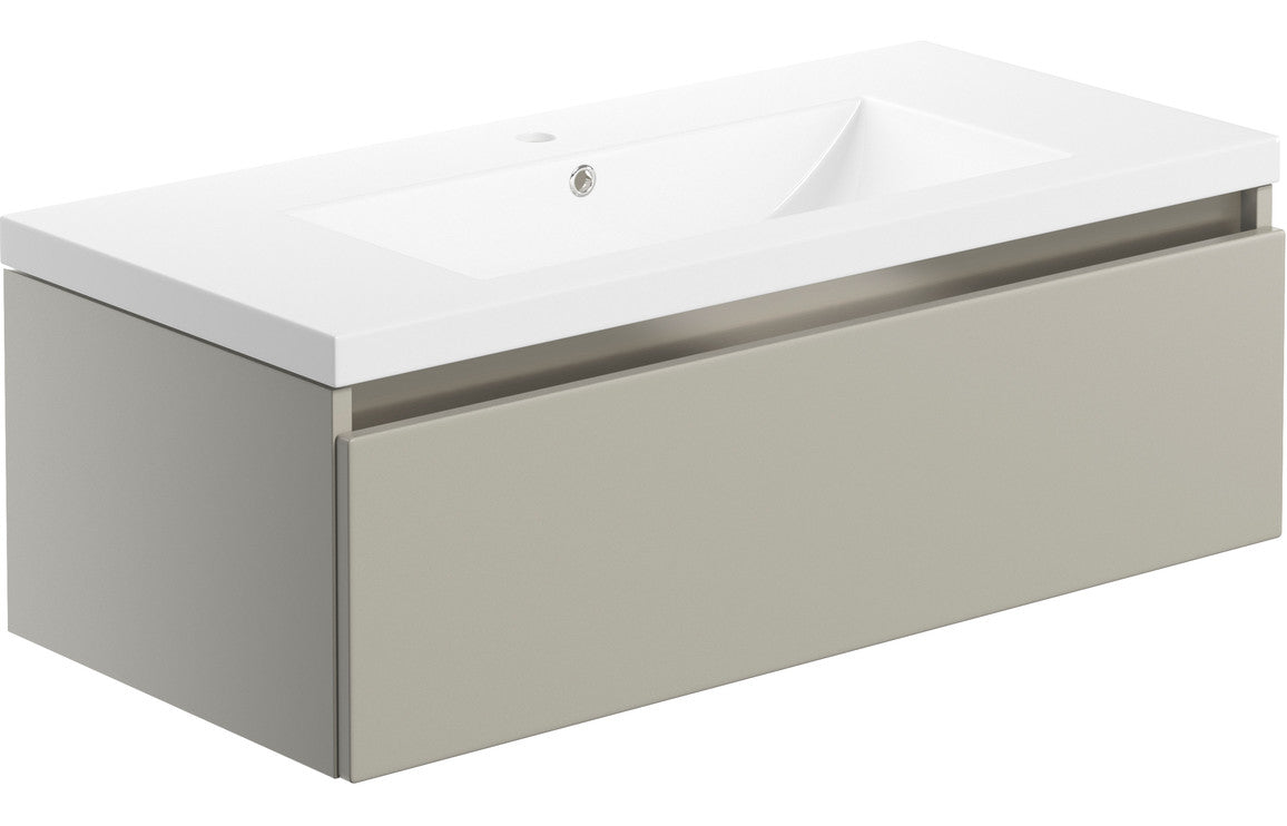 Teign 815mm 1 Drawer Wall Hung Basin Unit Inc. Basin