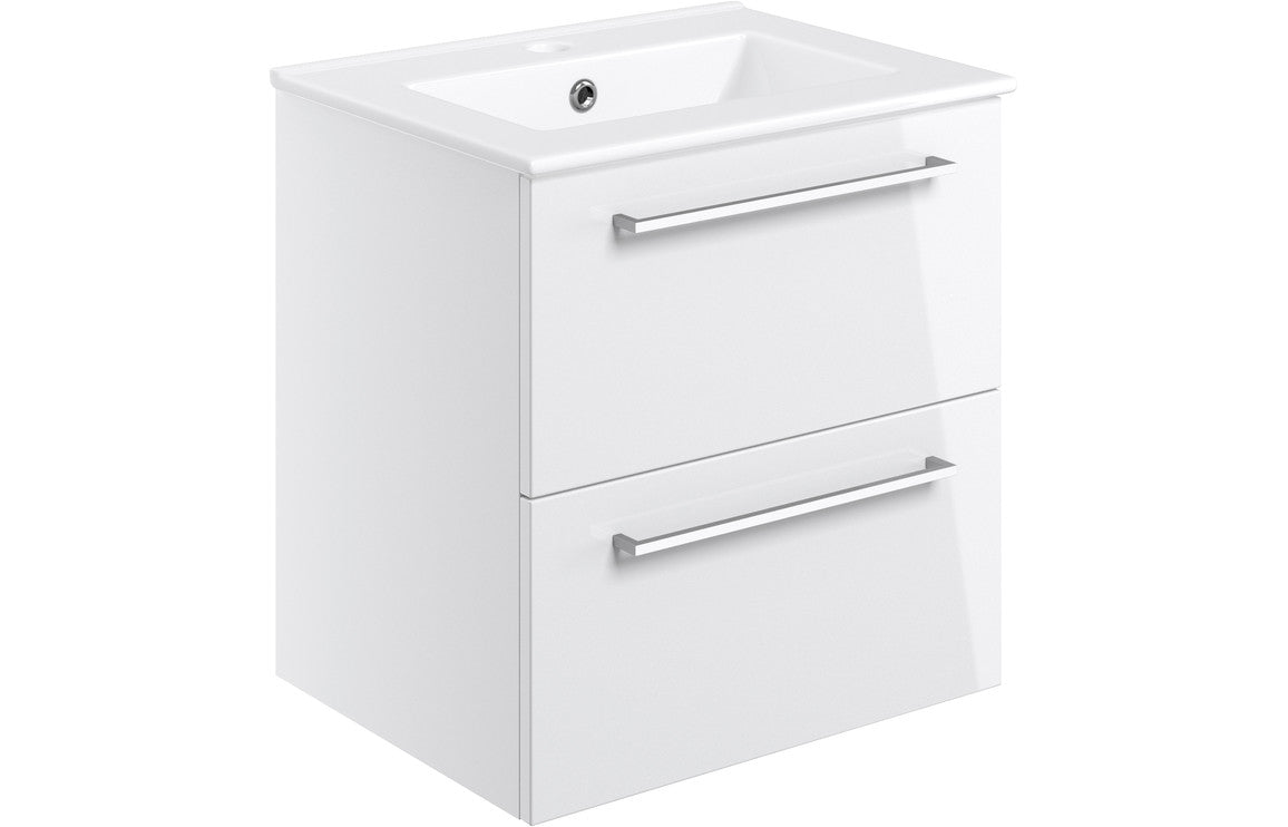 Greta Wall Hung 2 Drawer Basin Unit & Basin - H 518 x W 510 x D 390mm